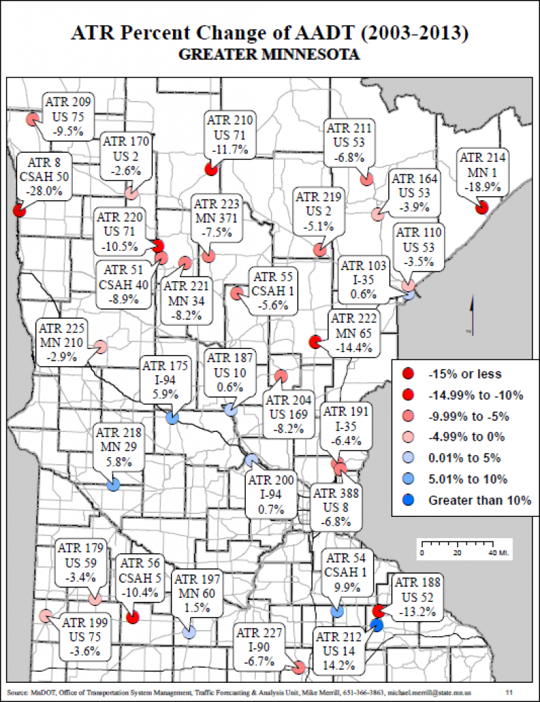 Mn Rut Map Maps of the Day: 10-Year Traffic Trends at MnDOT's Automated Recorders ...