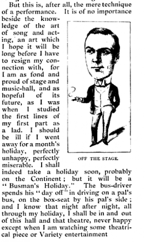 The first use of the phrase "busman's holiday" in 1893. https://books.google.com/books?id=jN4vAAAAMAAJ&pg=PA488