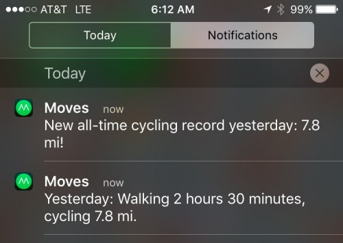 Notifications of an all-time record and a summary of activity from previous day