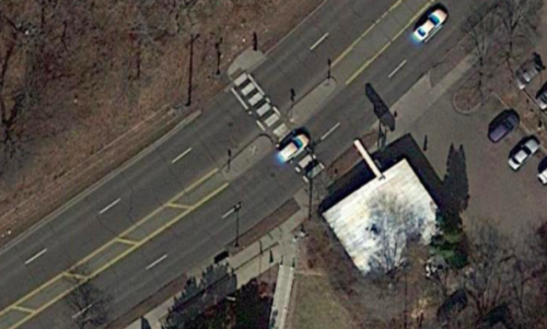 Satellite image of the crossing on West 7th Street in St Paul.