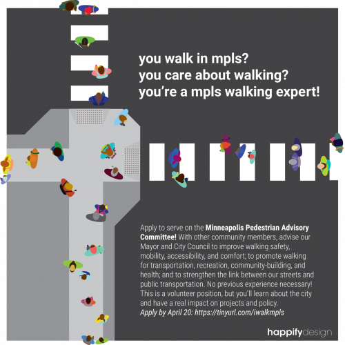 Apply to serve on the Minneapolis Pedestrian Advisory Committee