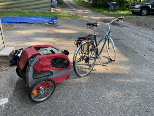 Biking with kayaks