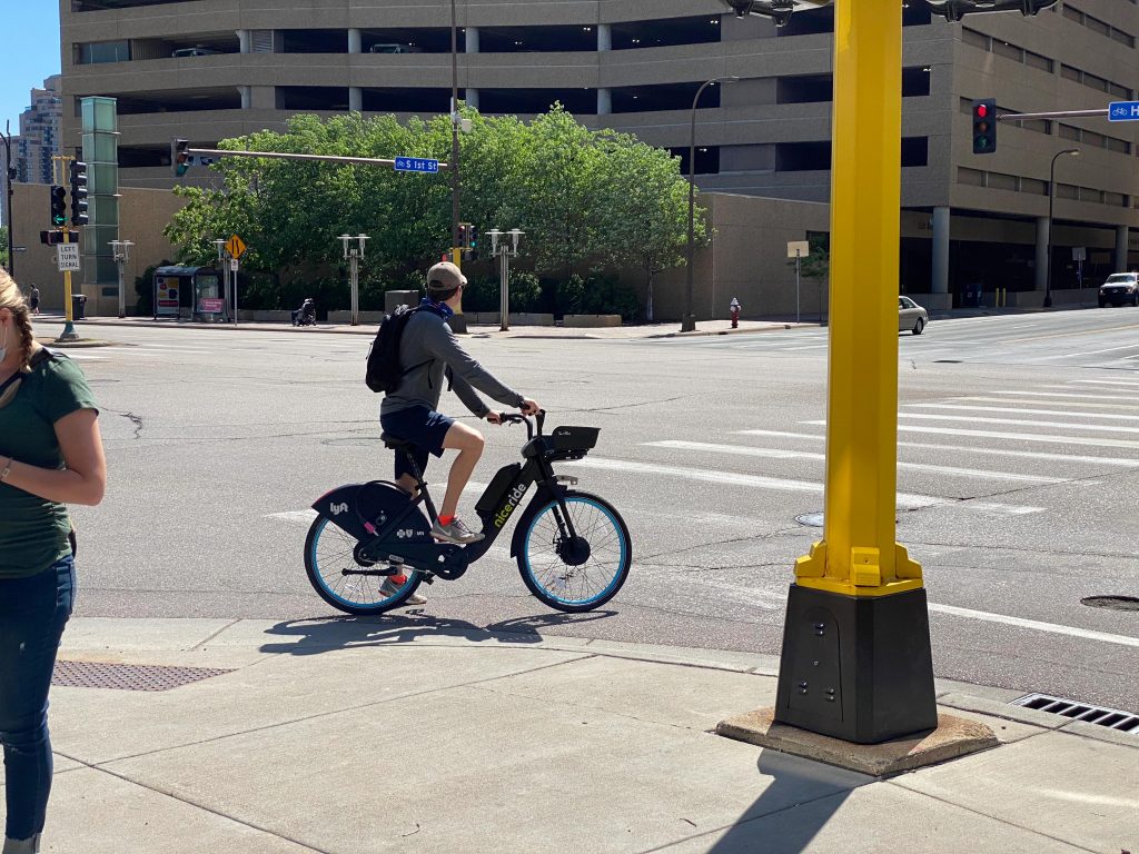 Person Riding Nice Ride Lyft Electric Bike 2020