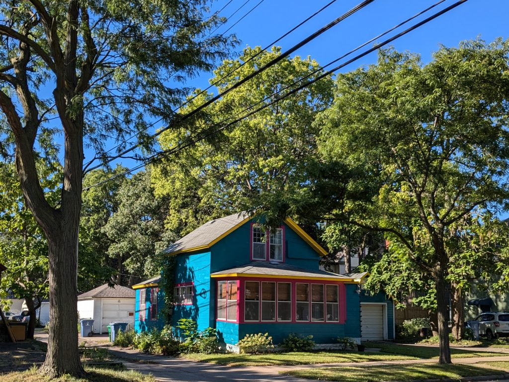 A colorfully painted house in Near North Minneapolis used to be a barn.