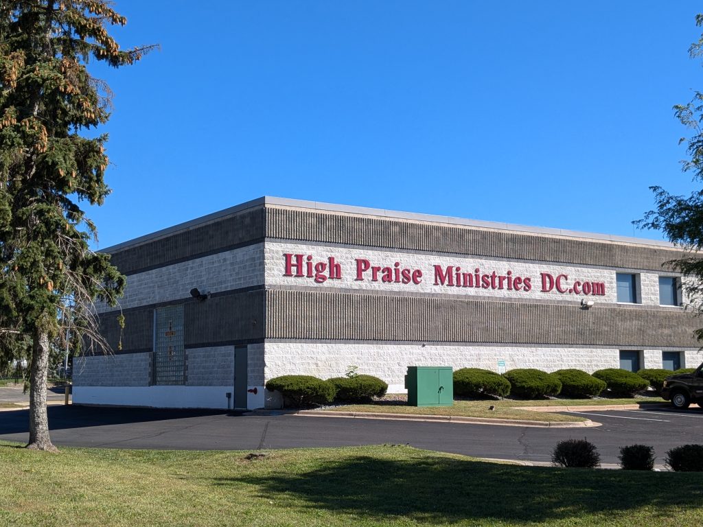 High Praise Ministries operates out of a warehouse-like building.