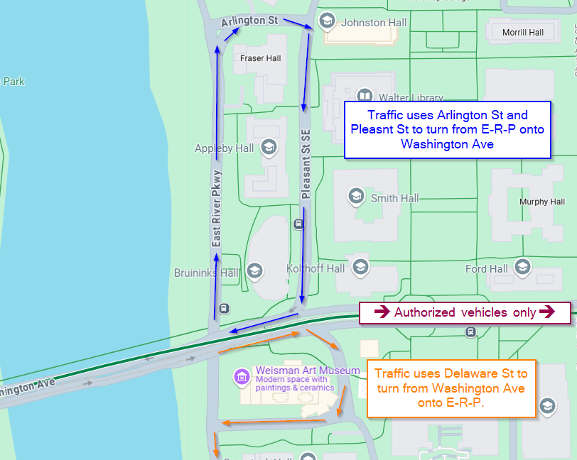 Map depicting traffic direction