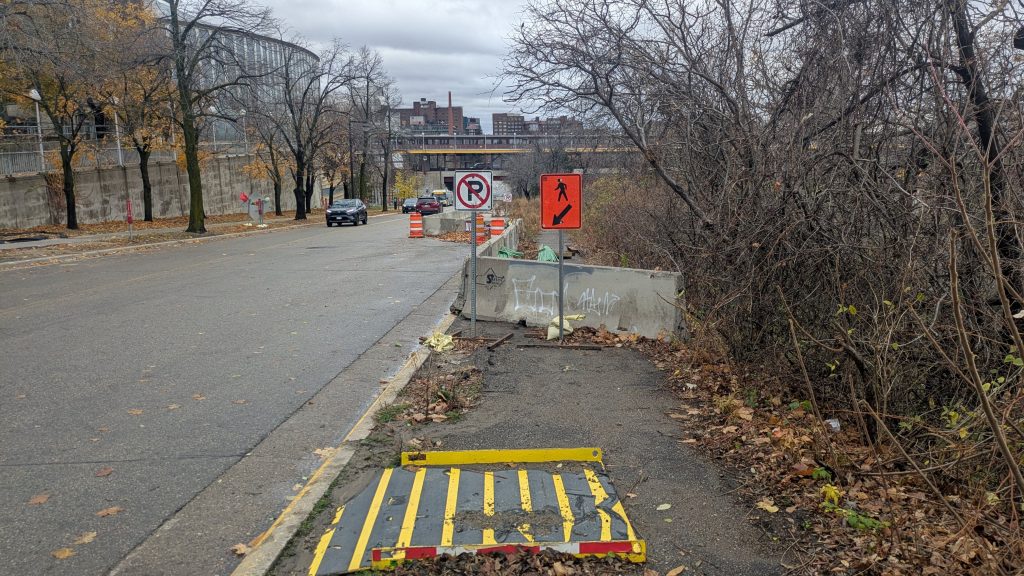 View of the closed trail from the north side