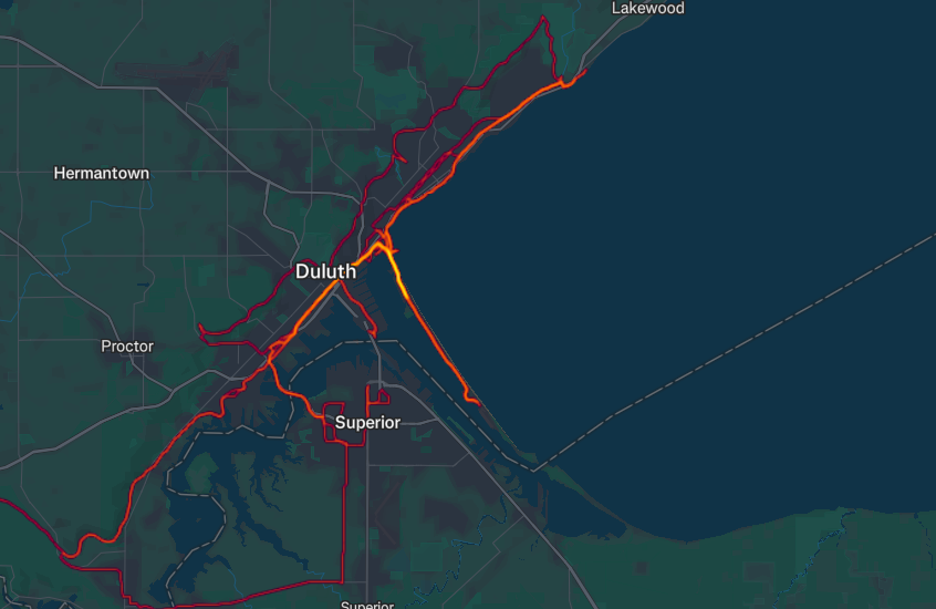 A section of the map focused on Duluth.