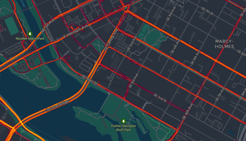A section of the map focusing on Northeast Minneapolis.
