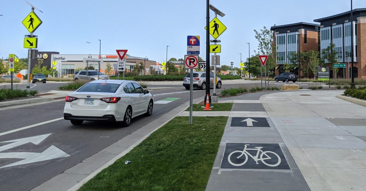 66th St and Lyndale Avenue, looking east (2021, after reconstruction).