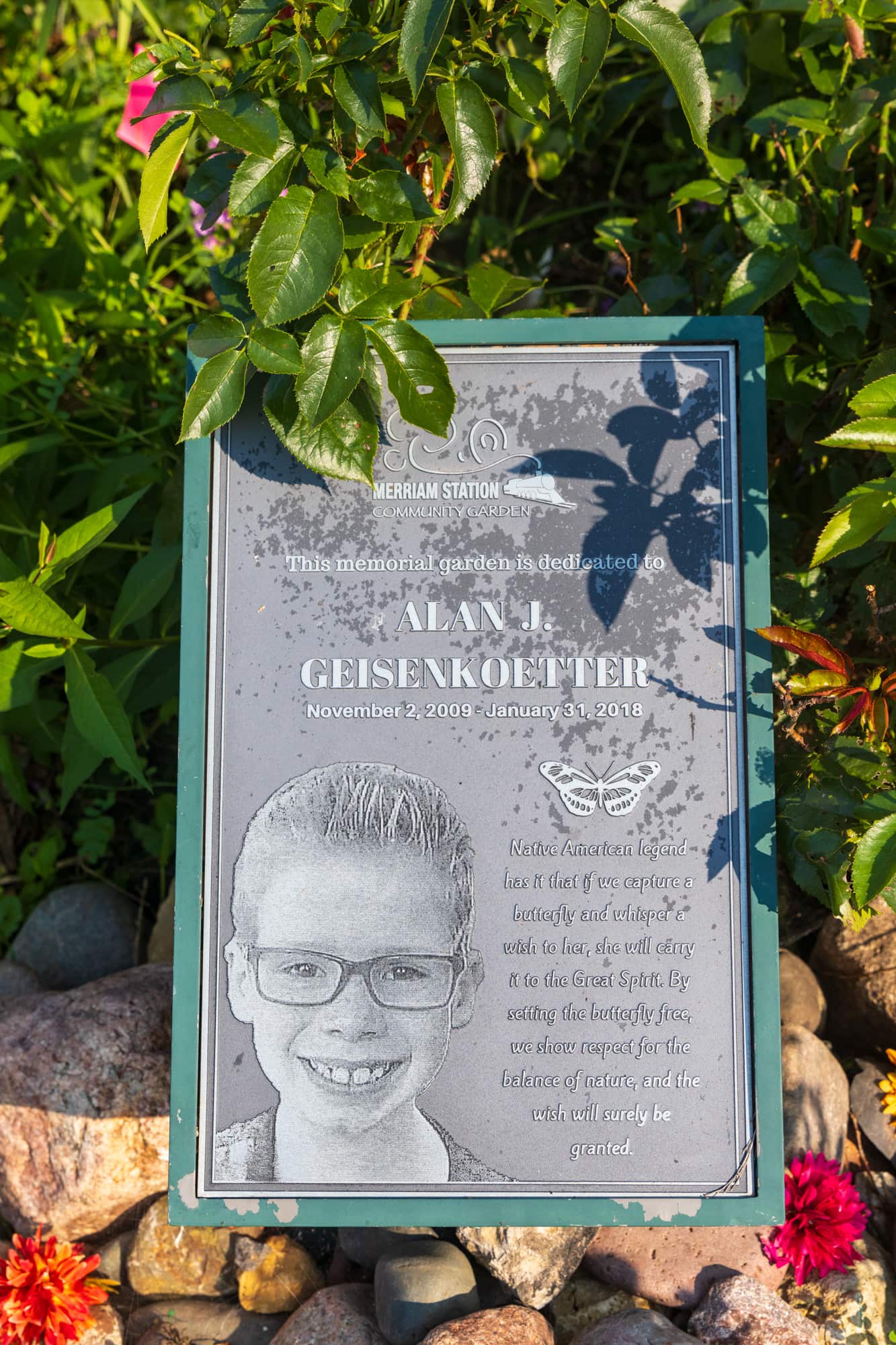 Memorial plaque for Adam