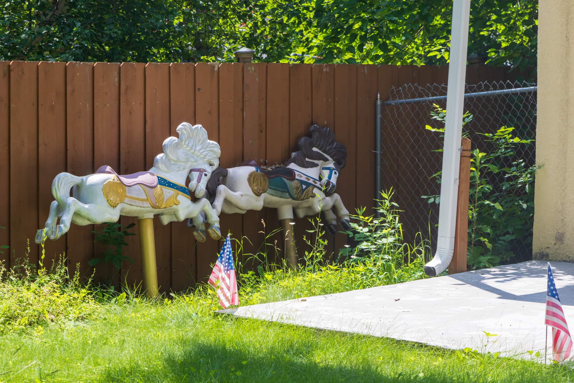 A pair of carousel horses at 1251 Birmingham Street.