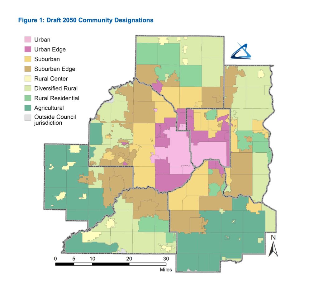 (April Fools) Draft Imagine 2050 Community Designations, Met Council, showing St. Paul as suburban