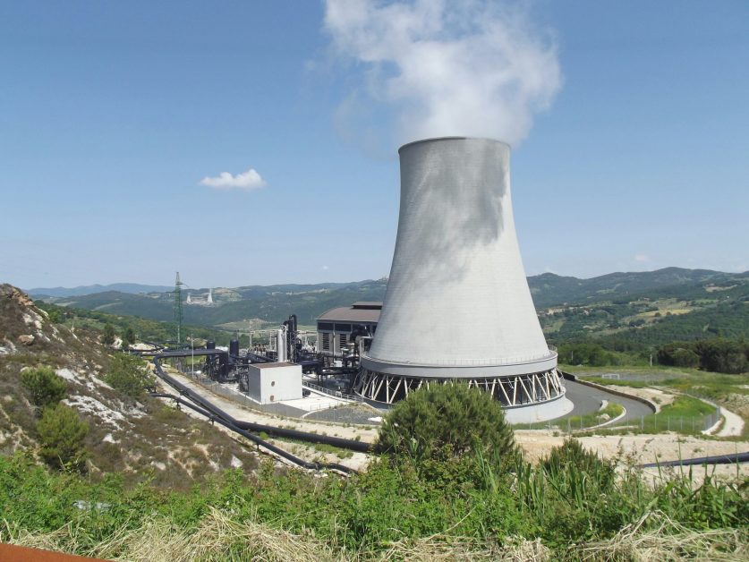 Larderello Geothermal Power Plant near Toscana, Italy.