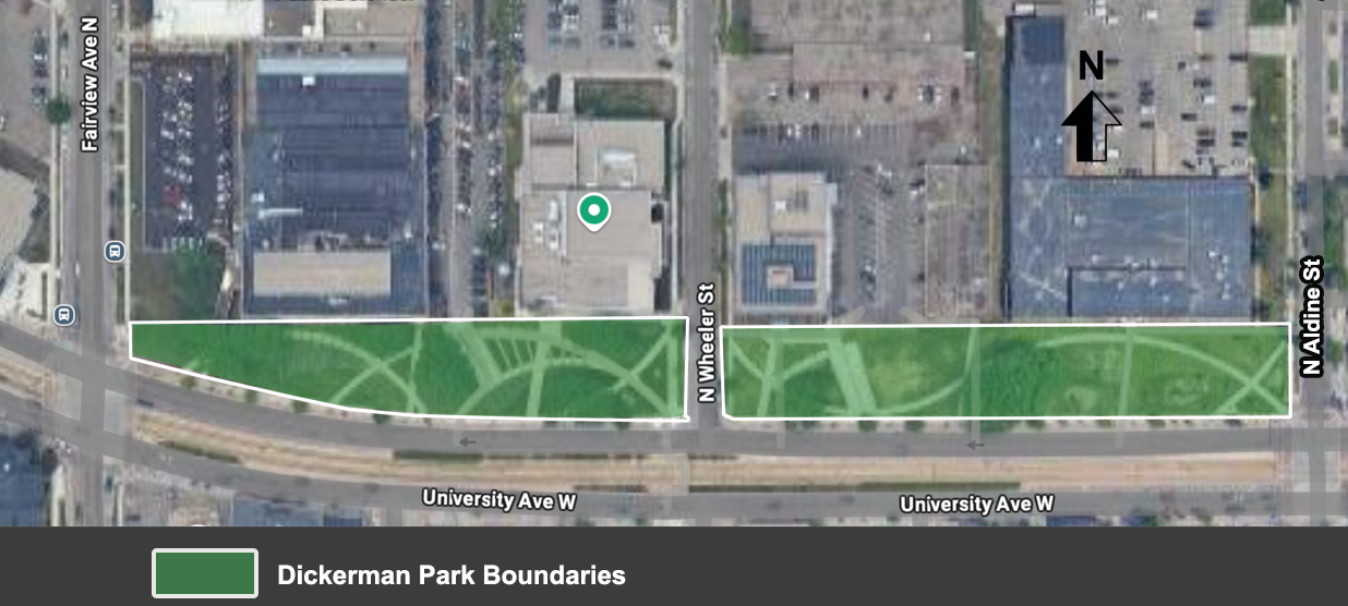 Aerial map of Dickerman park.