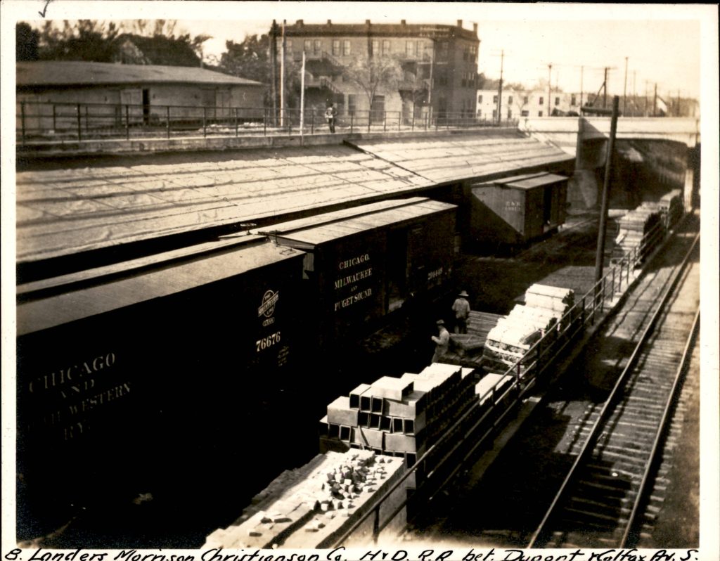 Landers-Morrison-Christianson Company showing a below grade awning to access railcars in a side track.