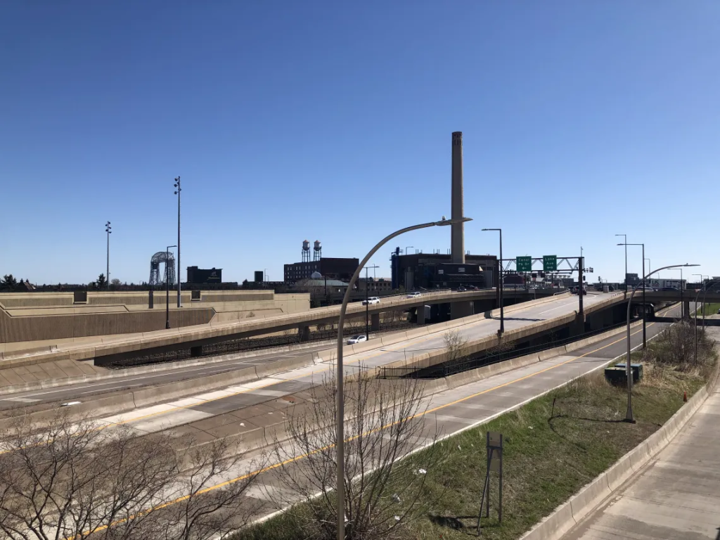 A view of post-industrial Canal Park in Duluth, with the Central Steam Plant and the famous Lift Bridge in frame. 