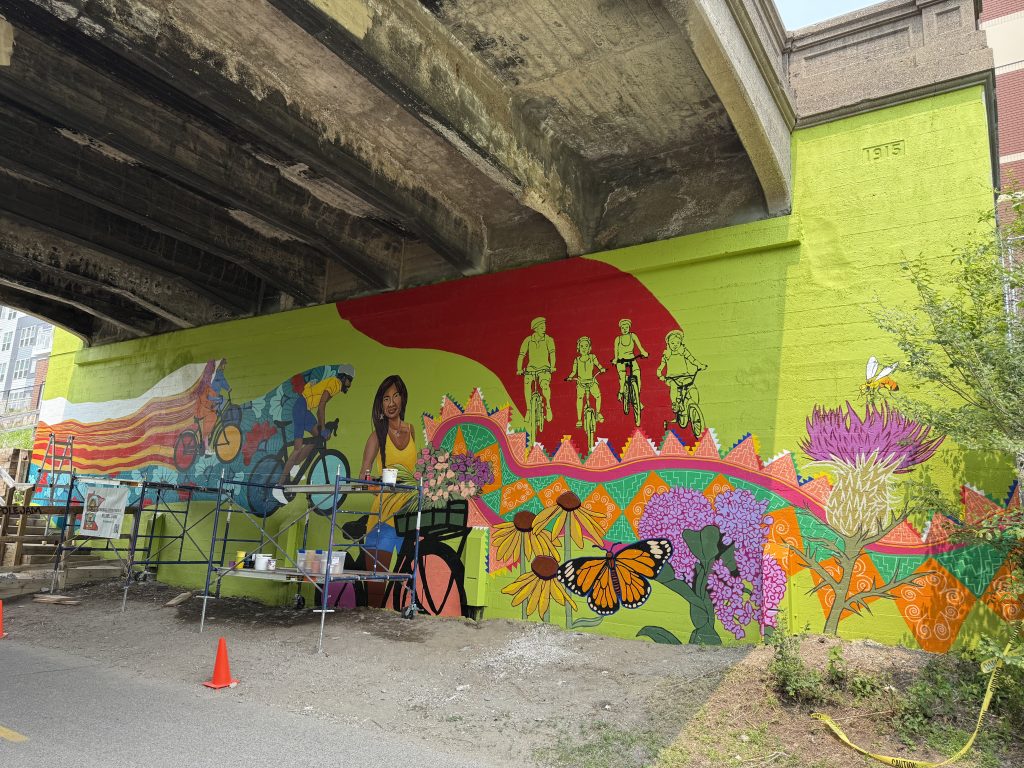 Mural painted under bridge at 12th Avenue.