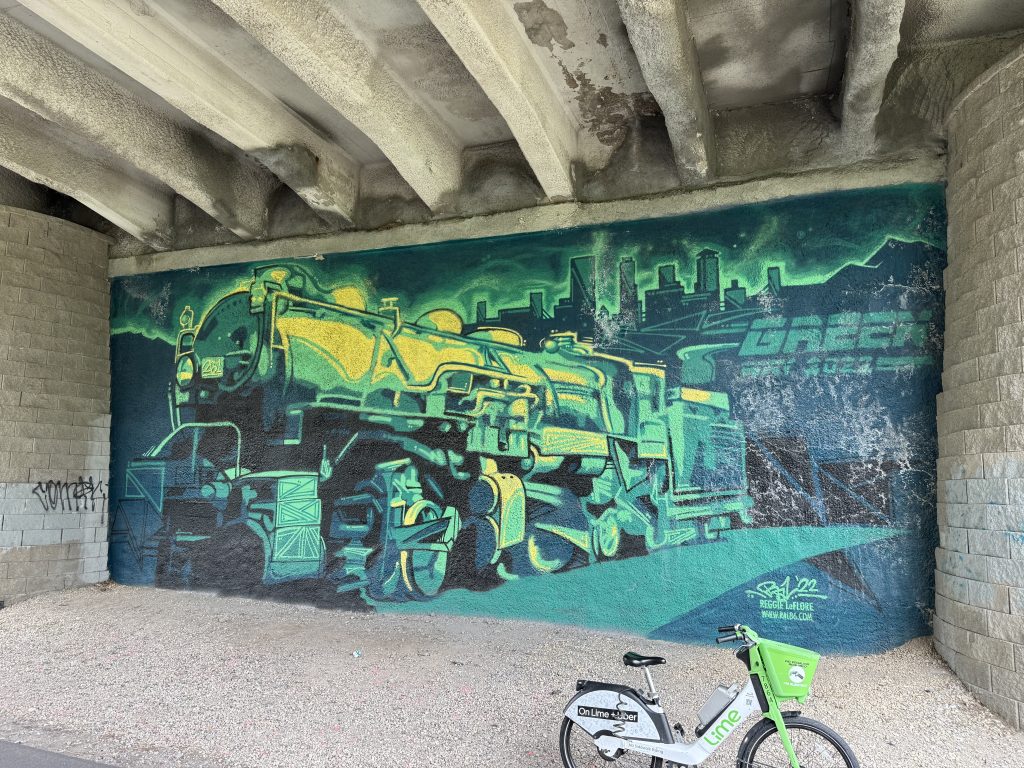 Mural painted under bridge at Bryant Avenue.