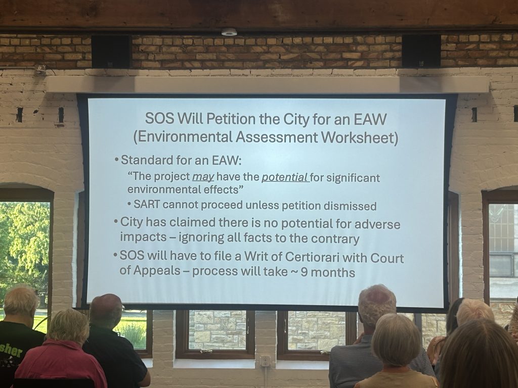 Bob Cattanach's Powerpoint slide detailing the SOS lawsuit strategy.