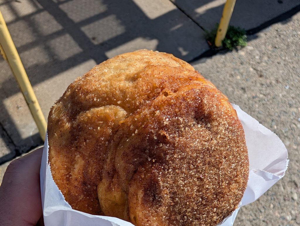 Baked item encrusted in cinnamon sugar