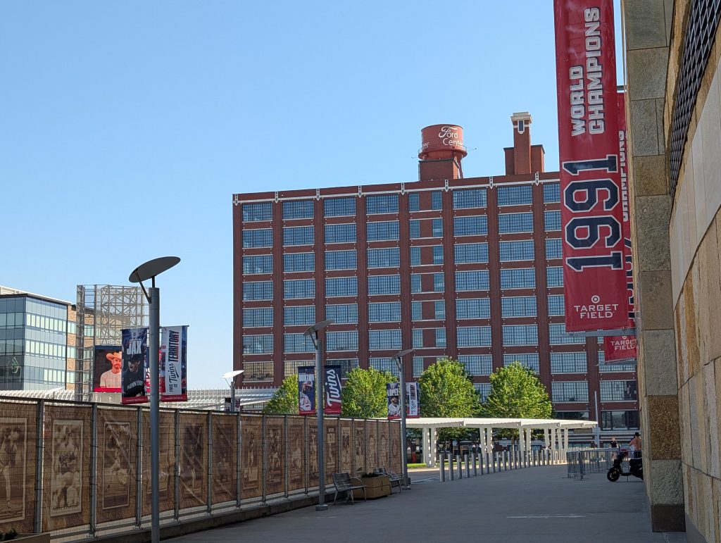 Ford Center visible beyond Target FIeld