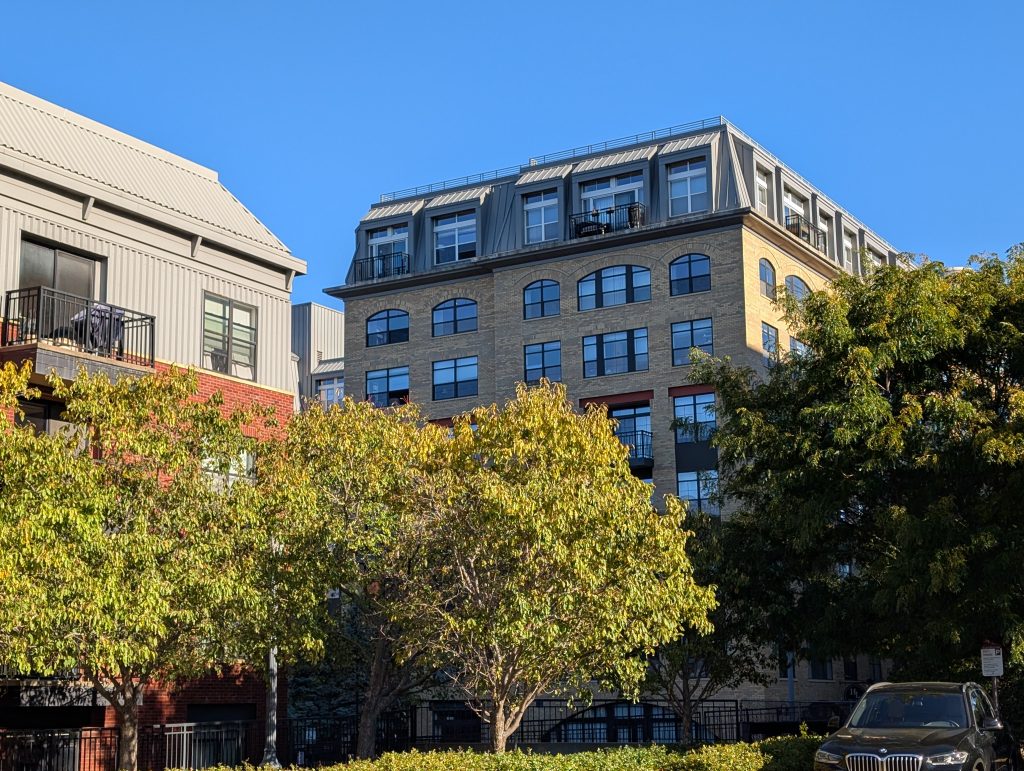 building with mansard roof