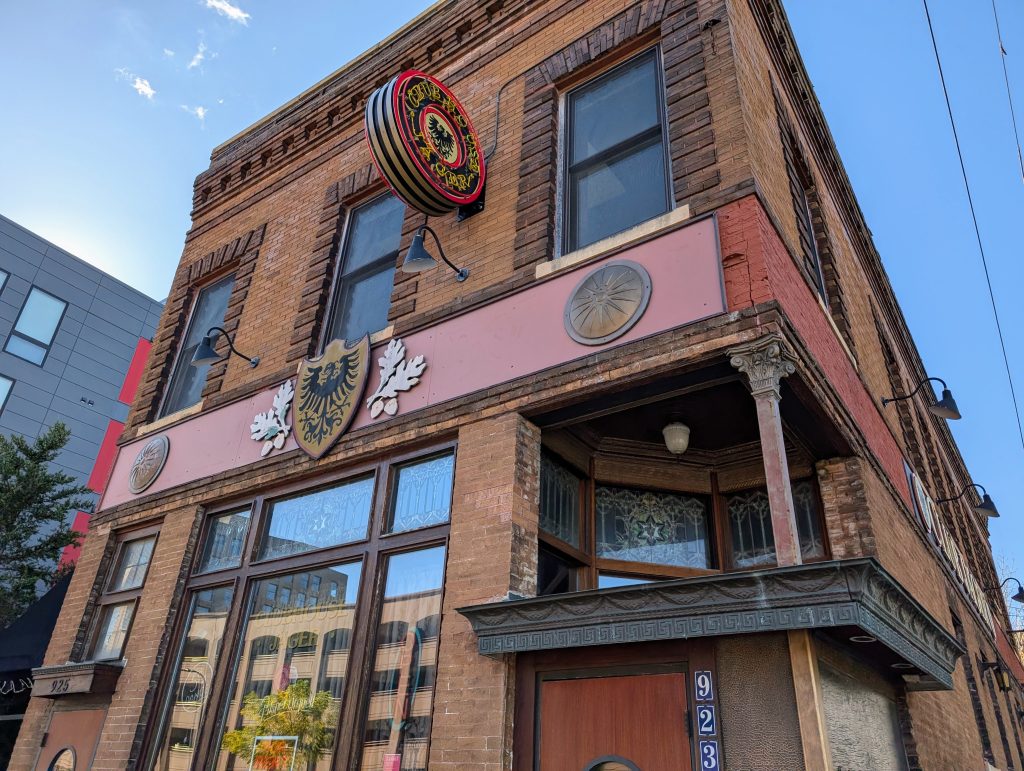 ornamented corner building