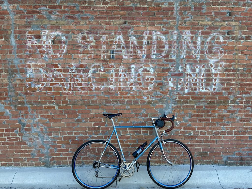 A ghost sign in Akeley: No Standing, Dancing Only.