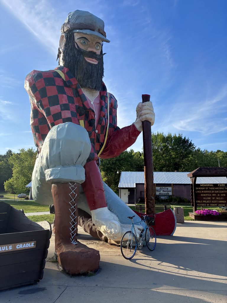 Akeley's statue of Paul Bunyan. His eyes have seen some things.