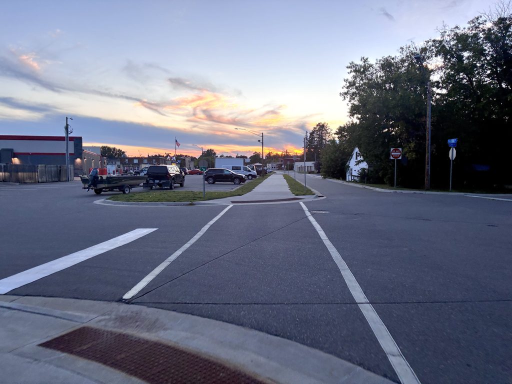 Grade-separated bike trail through downtown Walker.