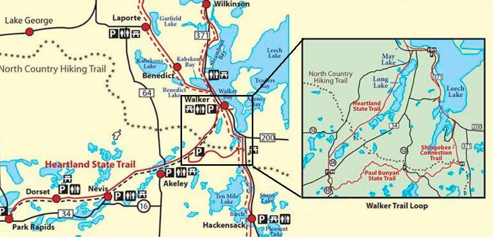 Trail map of Walker, Minnesota