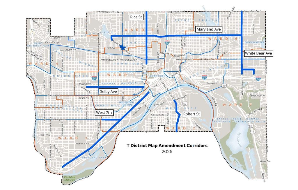 Saint Paul 2026 proposed T District map amendments